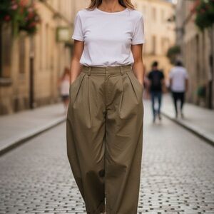 Zara Khaki Wide Leg Pants